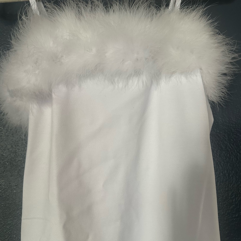 Sugar Thrillz White Dress with Faux Fur Trim